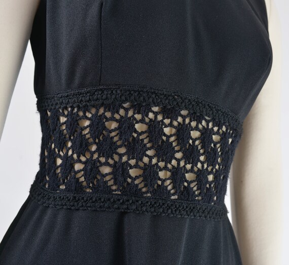 Black Maxi Dress 70s Vintage Illusion Sheer Croch… - image 4