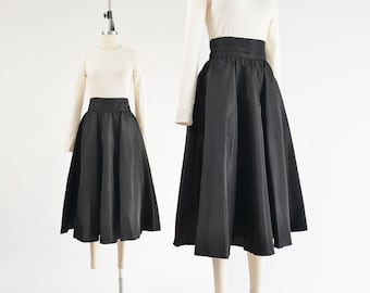 Gunne Sax Black Skirt 80s Vintage High Waisted Full Circle Midi Length Skirt size XS S 26 waist