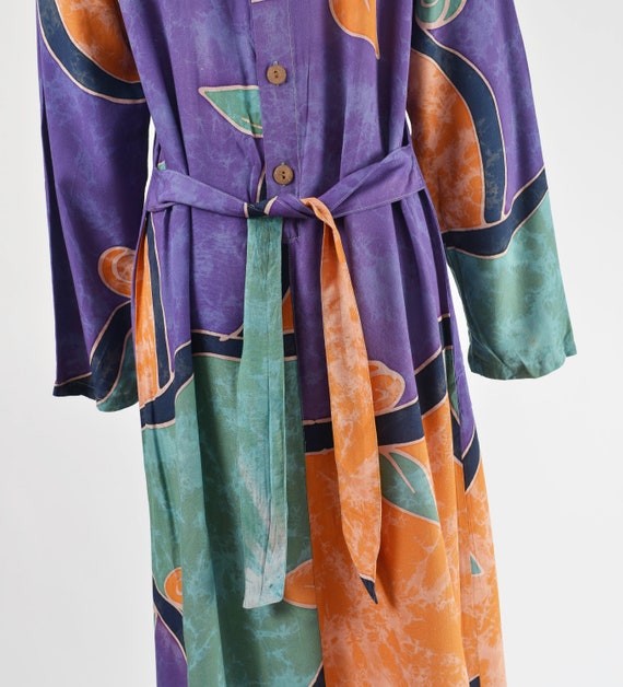 Abstract Batik Print Maxi Dress 90s Vintage Long … - image 8