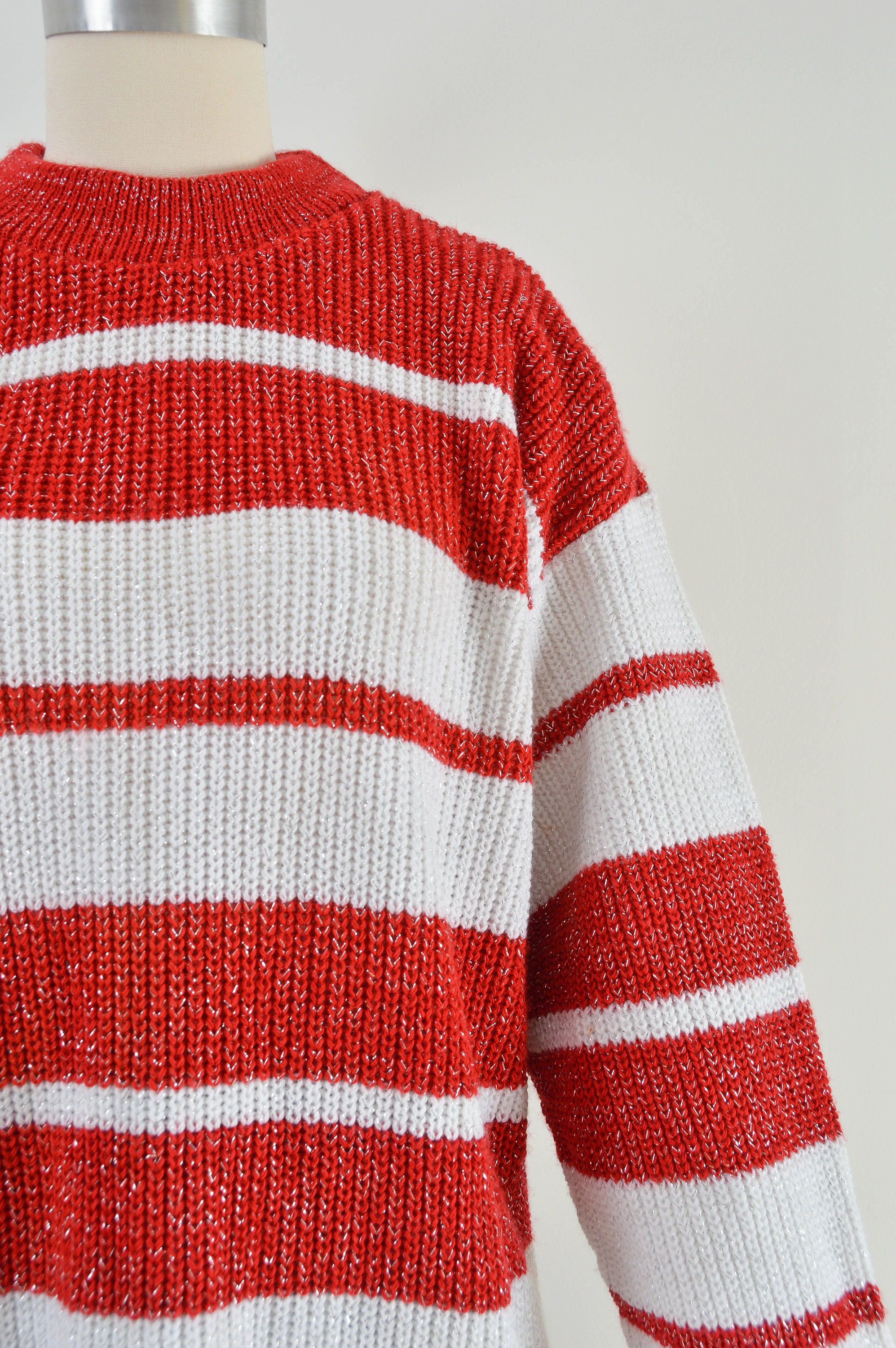 Red and White Striped Sweater Vintage 
