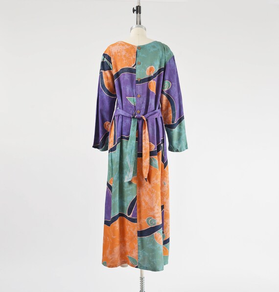 Abstract Batik Print Maxi Dress 90s Vintage Long … - image 7