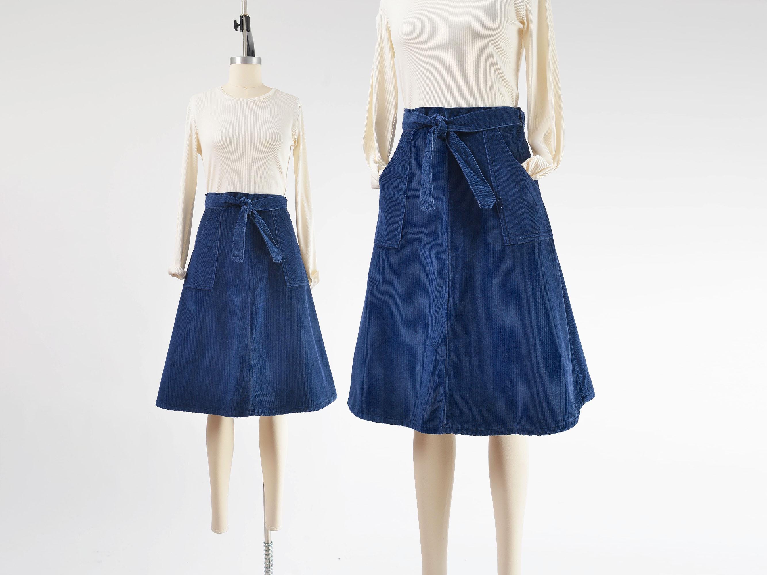A Line Navy Corduroy Skirt - Etsy
