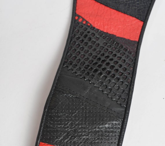 Black and Red Statement Belt 80s Vintage Wide Lea… - image 4