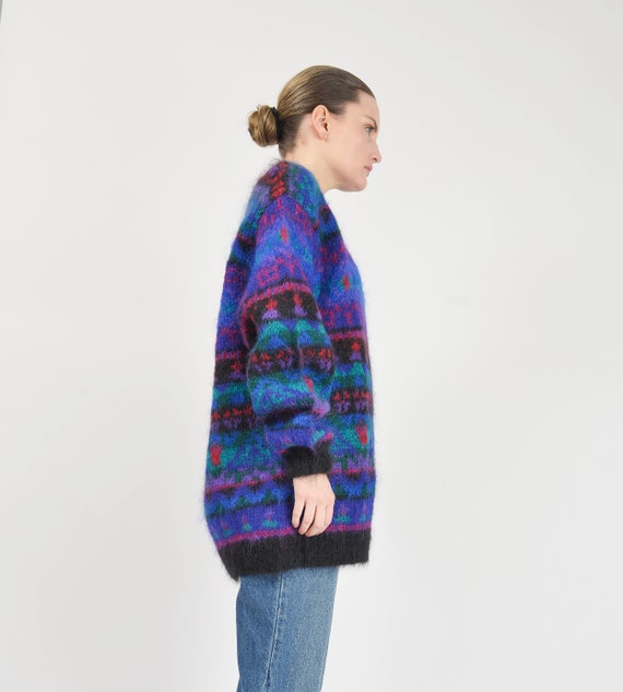 Striped Mohair Sweater | 90s Vintage Fuzzy Knit W… - image 4