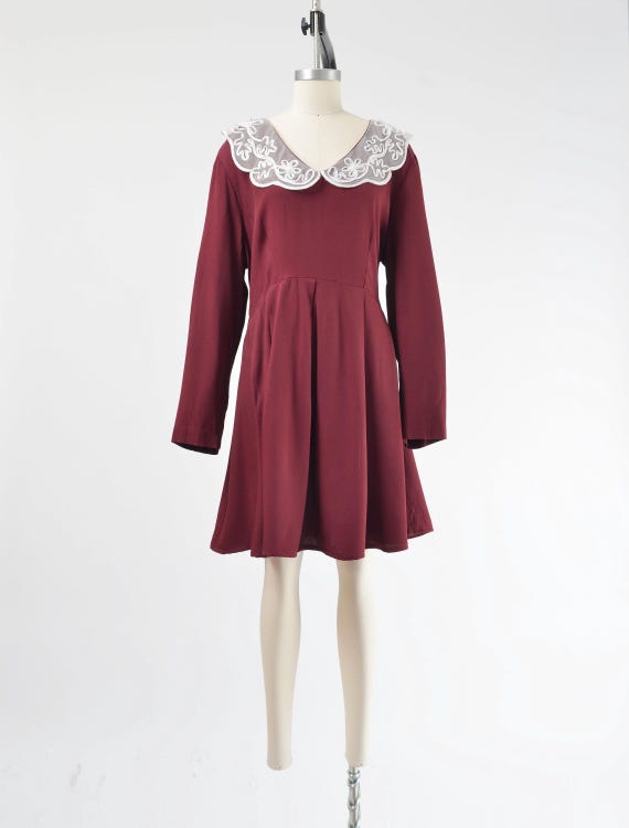 burgundy babydoll dress Koldus Maroon Babydoll Dress