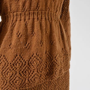 Close up view of knit on sweater.