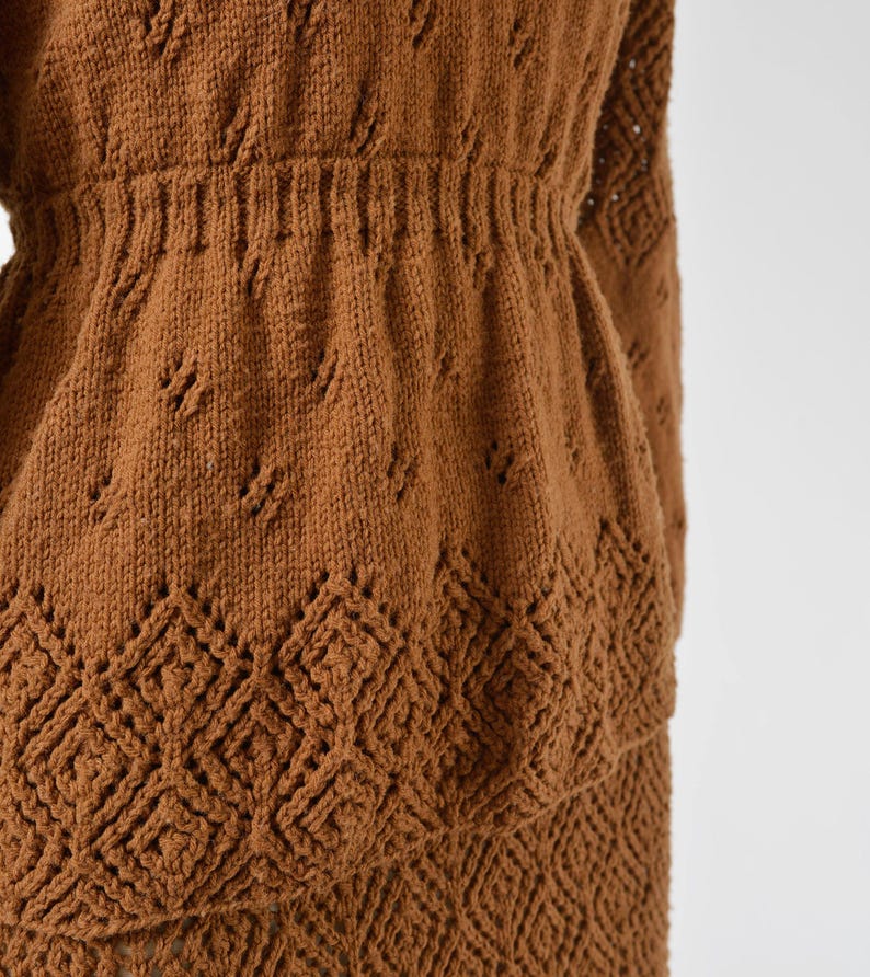 Close up view of knit on sweater.