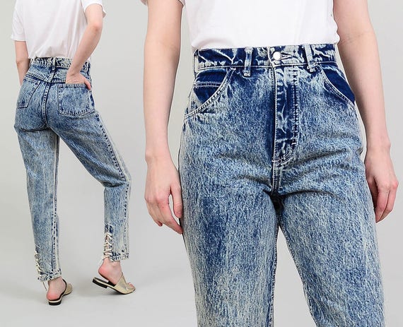 acid wash high waisted mom jeans