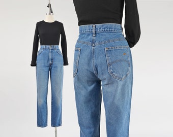 Chic Mom Jeans 80s Vintage High Waisted Cotton Denim Tapered Leg Jeans size M 30 waist