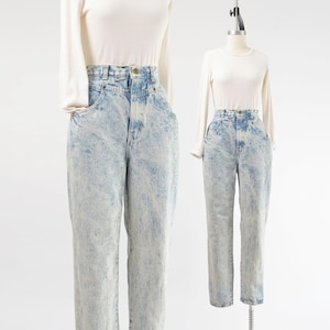 80s Acid Wash Jeans size Medium | Vintage 80s GITANO High Waisted Tapered Leg Jeans 28 waist