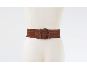 Vintage 80s Cream and Gold Medallion Braided Cord Cinch Belt  display picture 1