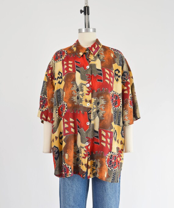 Southwestern Shirt size L XL | 90s Vintage Native… - image 4