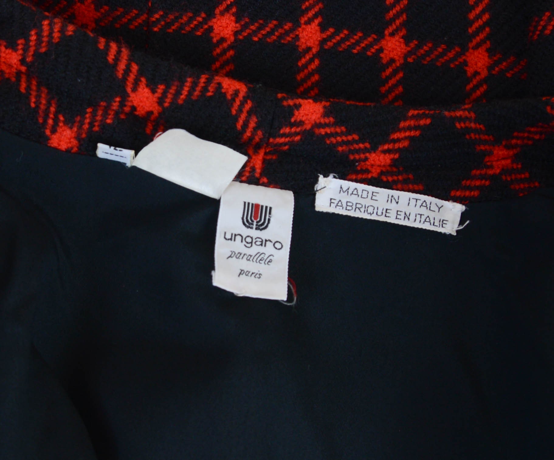 Vintage Emanuel Ungaro Jacket | Plaid Wool Jacket | Red and