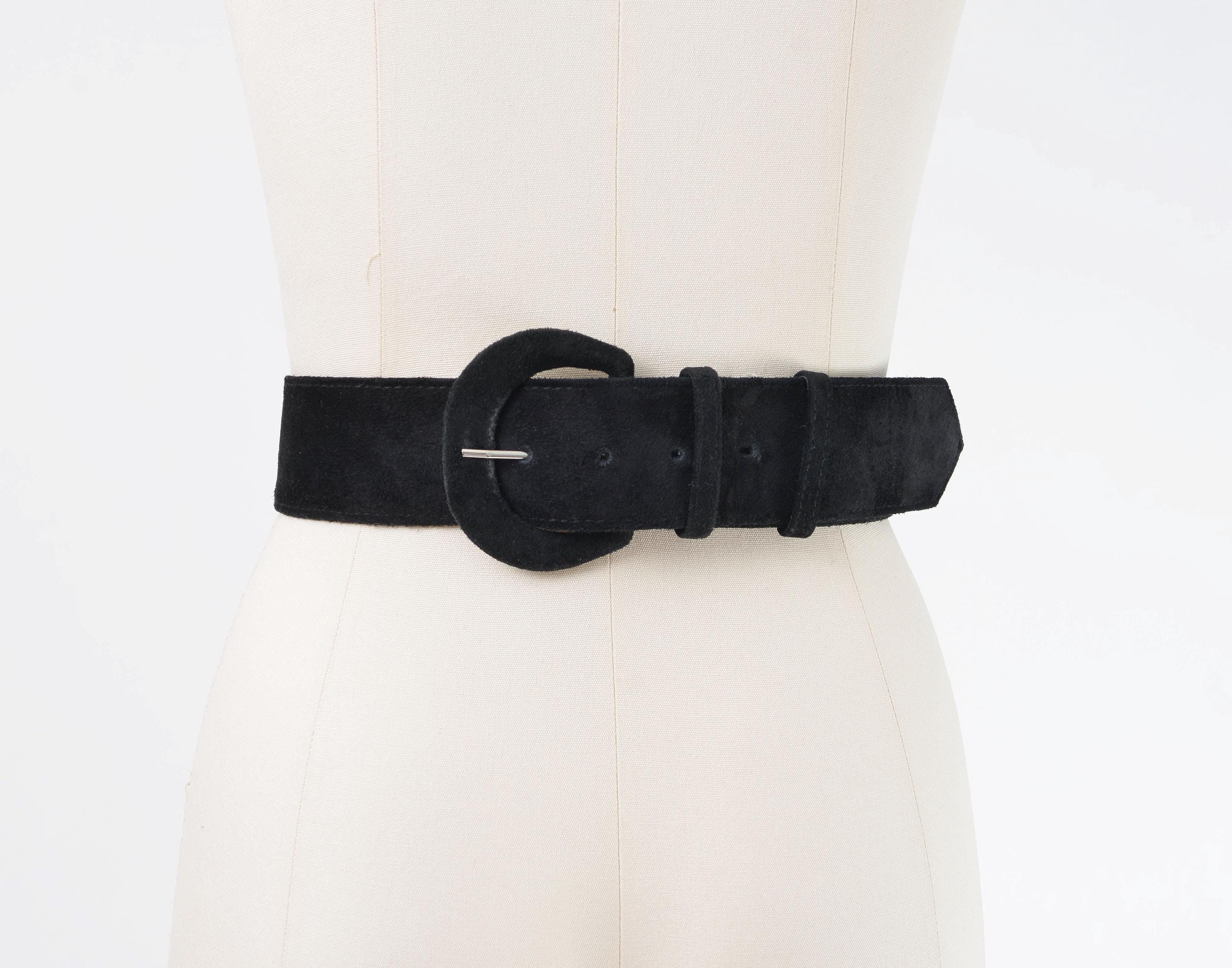 Vintage 80s Black Suede Belt | Wide Belt | Cinch Waist  display picture 1
