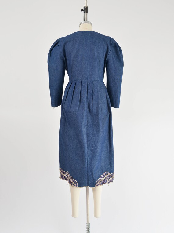 Denim Puff Sleeve Dress size S M | Vintage Dark W… - image 7