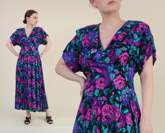 vintage 80s floral dress