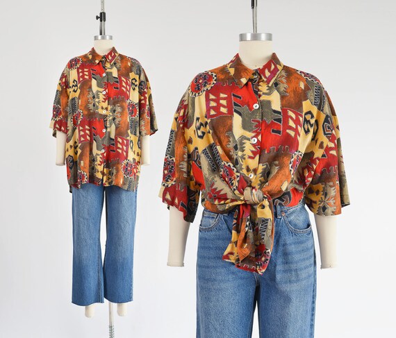 Southwestern Shirt size L XL | 90s Vintage Native… - image 1