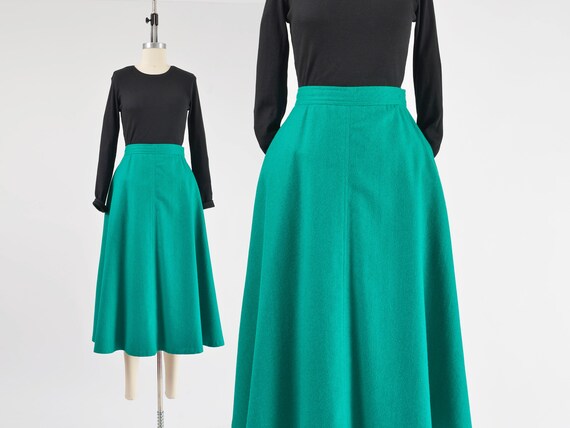 Green midi skirt 80s hotsell
