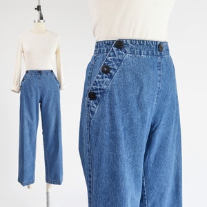 Ralph Lauren Sailor Jeans 90s Vintage High Waisted Nautical Button Denim Pants M 8