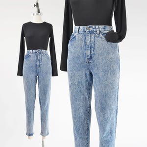 Acid Wash Jeans size XS S | Vintage 80s 90s Stretch Denim High Waisted Skinny Jeans 25 26
