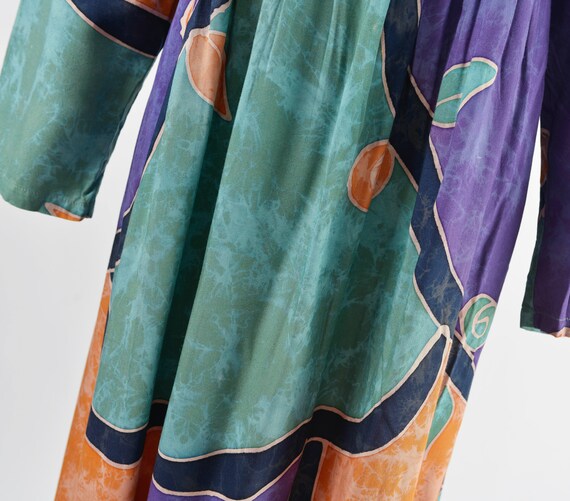 Abstract Batik Print Maxi Dress 90s Vintage Long … - image 5