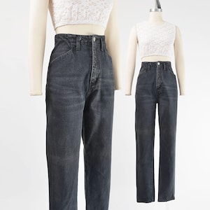 90s Black Jeans size Medium | Vintage Gap Jeans High Waisted Tapered Leg Jeans 28 waist x 33 inseam