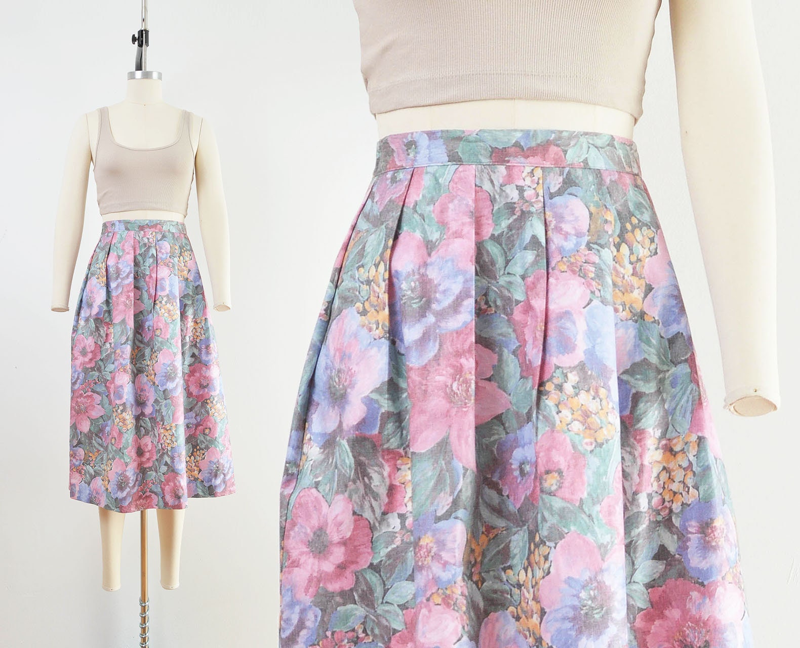 tea length floral skirt