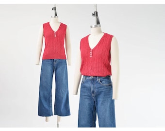 Vintage Pink Sweater Vest size XS S | 70s 80s Cable Knit Top Shetland Wool Sleeveless Preppy Academia Sweater