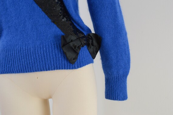 Blue Silk Angora Sweater Vintage 80s Sequin Sweat… - image 7