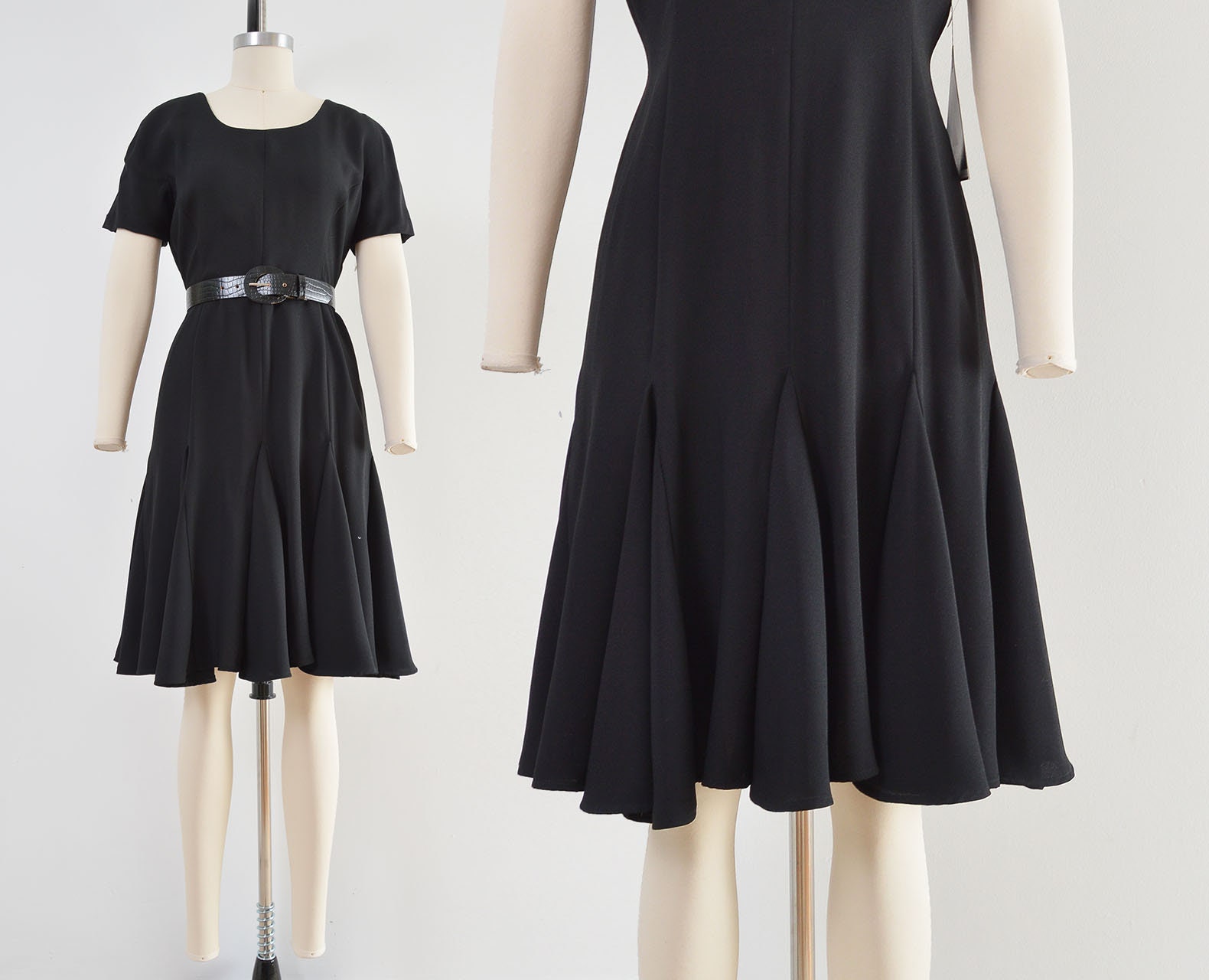 Vintage Black Cocktail Dress Full and Flowy Flounce Hem Etsy UK