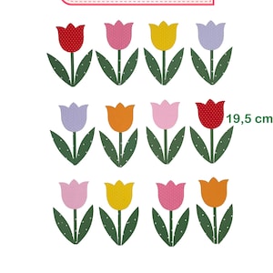 Cotton Laser Cut Tulip Appliqué for Quilting | Flower Designs for Patchwork