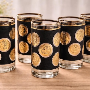 Vintage Black and Gold Glassware - Etsy