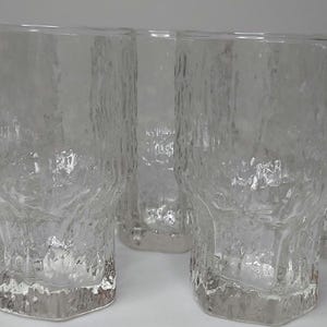 Vintage Bark Texture Juice Glasses – Set of 5 – Mold Blown, 4” – Scandinavian Style Mid Century Modern Glassware