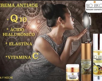 ANTIAGE FACIAL cream with coenzyme Q 10, hyaluronic acid, elastin and vit C/50 ml vacuum-sealed airless container.