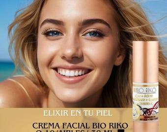 Anti-aging facial cream with Q 10 + COLLAGEN + ELASTIN + VITAMIN * C * / 30 ml airless container. Vacuum sealed.