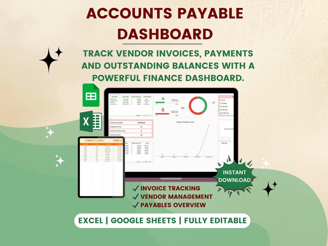 Sample Payable Tracker Accounts Payable Dashboard Template | Vendor Invoice Tracker | Payment ...