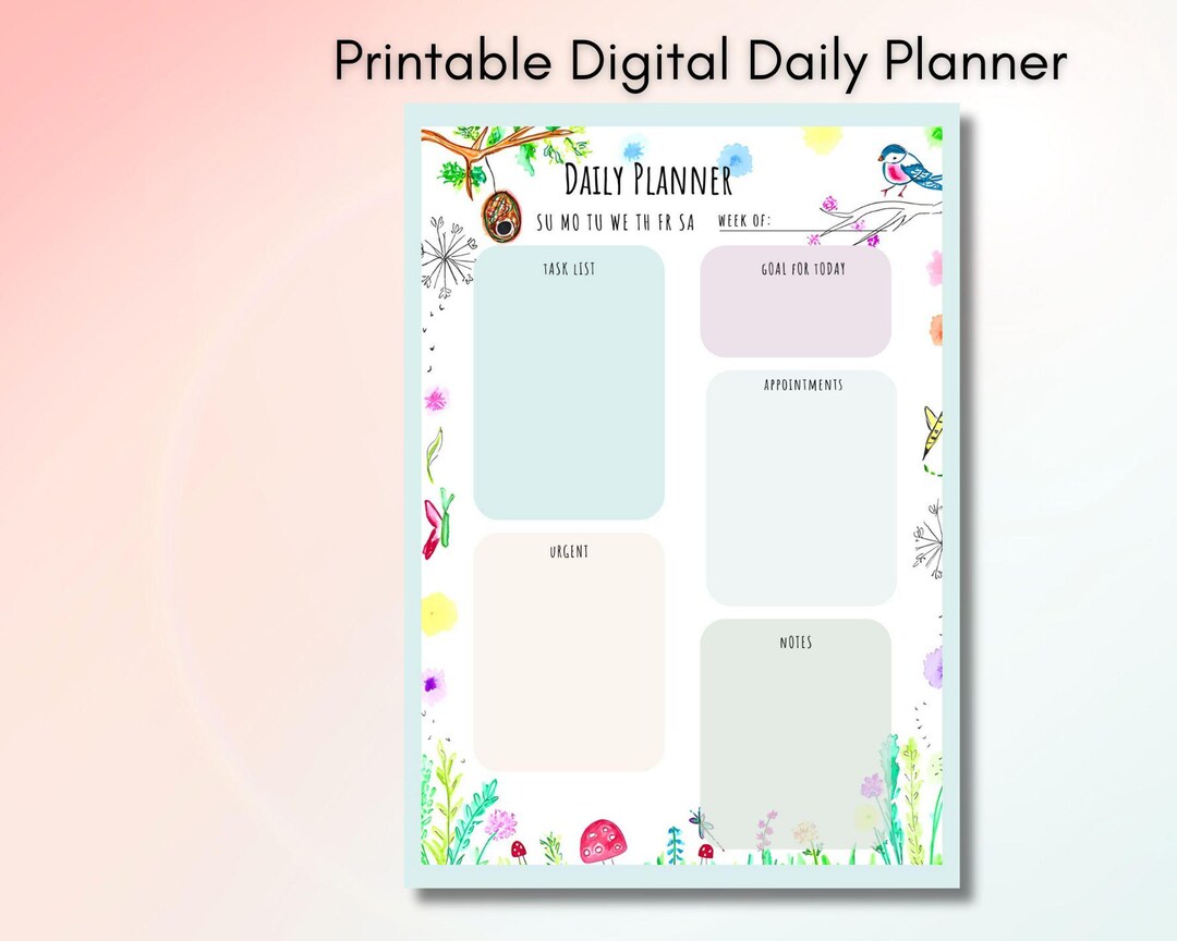 Pretty Nature Theme Printable & Digital Daily Planner A4 and A5 ...