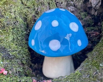 blue and white ceramic mushroom-large