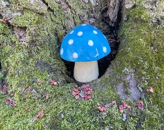 blue and white ceramic mushroom-large