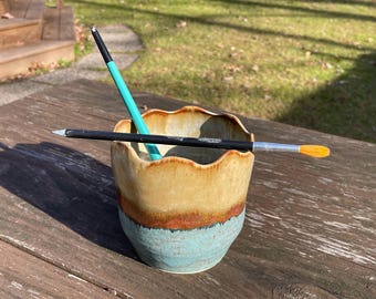 Stoneware brush rest cup-Artist Tool