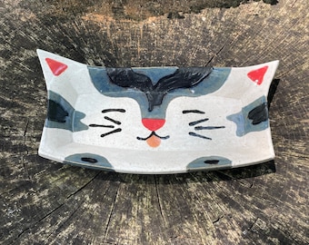 Ceramic Stoneware Cat Shaped Dish