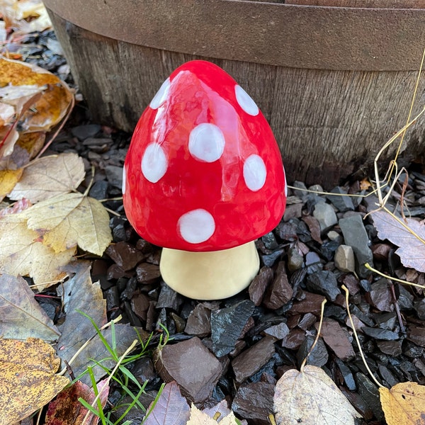 red and white ceramic mushroom-large