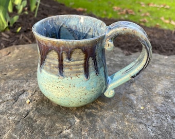 Hand made-One of a kind-Wheel thrown-Stoneware mug-Large