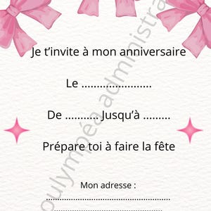 Cartes invitation anniversaire fille