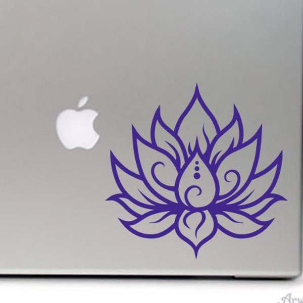 Lotus Flower,  Hindu Buddhist Spiritual Vinyl CAR DECAL, Indian Sacred Chakra Art, Yoga Sticker