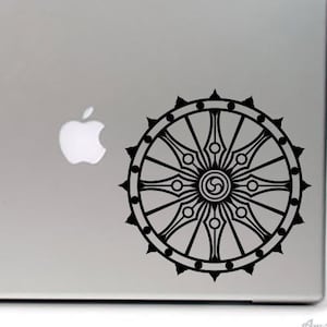 Dharma Wheel, Buddhist Hindu Spiritual Vinyl CAR DECAL, Dharmachakra Indian Sacred Symbol, Eightfold Path