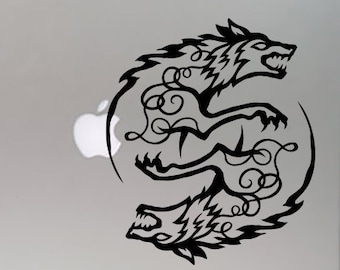 Wolves of Odin, Viking Vinyl CAR DECAL, Norse Mythology Geri and Freki, Pagan Asatru, Wolf decal