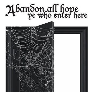 Halloween WALL DECAL, Spooky Decor, Abandon All Hope, Haunted House Sign, Gothic Decor, Dungeon image 1