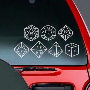 Roll Playing DICE Set of 7, Vinyl Car Decal, DnD RPG Gaming sticker, D20
