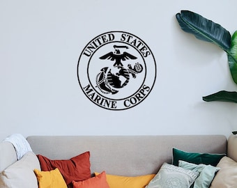Marines EGA Circle Logo, Vinyl-Wandbild, Adler, Globus, Anker, Wandaufkleber des US Marine Corps, Offizieller Hobbyist der USMC-Lizenz Nr. 23155